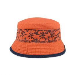 24 pieces Cotton Twill Washed Bucket Hat ORNG-NVY-58 - Bucket Hats