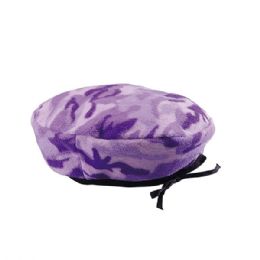 24 pieces Camo Fleece Beret LILAC - Fashion Winter Hats
