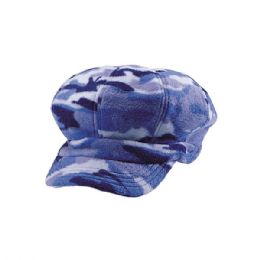 24 pieces Camo Fleece Newsboy Cap L.BLUE - Fashion Winter Hats
