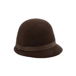 24 pieces Ladies' Wool Felt Cloche Hat COFFEE - Fashion Winter Hats