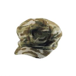 24 pieces Camo Fleece Newsboy Cap GREEN - Fashion Winter Hats