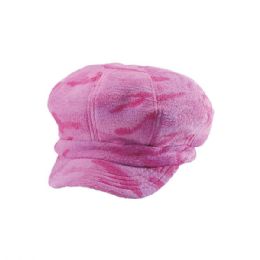 24 pieces Camo Fleece Newsboy Cap L.PINK - Fashion Winter Hats