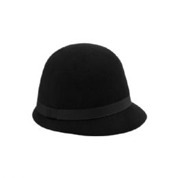 24 pieces Ladies' Wool Felt Cloche Hat BLACK - Fashion Winter Hats
