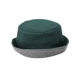 24 pieces Fleece Reversible Bucket Hat GREY-D.GRN - Bucket Hats