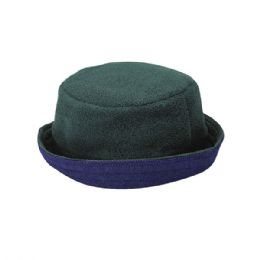 24 pieces Fleece Reversible Bucket Hat NVY-D.GRN - Bucket Hats