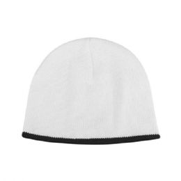 24 pieces Youth Cotton Knitted Beanie White-Black - Winter Beanie Hats