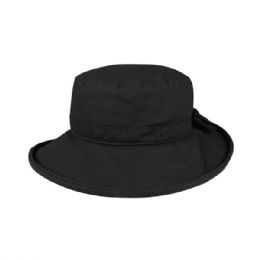 24 pieces Juniper Waxed Cotton Canvas Ladies' Wide Brim Bucket Hat BLACK - Bucket Hats