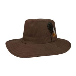 24 pieces Juniper Waxed Cotton Canvas Men's Western Hat BROWN-L - Cowboy & Boonie Hat