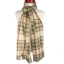 24 pieces Plaid Fleece Scarf CAMEL.PLAID - Winter Scarves