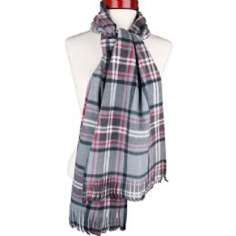 24 pieces Plaid Fleece Scarf GREY.PLAID - Winter Scarves