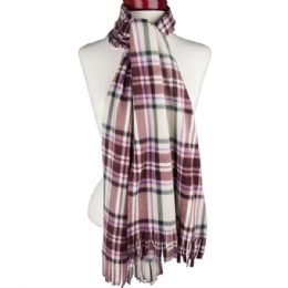 24 pieces Plaid Fleece Scarf KHAKI.PLAID - Winter Scarves