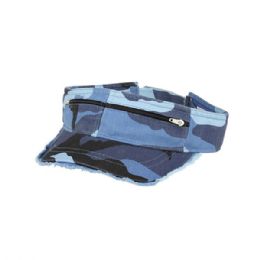 24 pieces Enzyme Washed Cotton Twill Visor BLUE.CAMO - Fedoras, Driver Caps & Visor