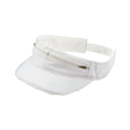 24 pieces Enzyme Washed Cotton Twill Visor WHITE - Fedoras, Driver Caps & Visor