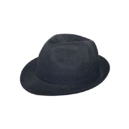 24 pieces Polyester Knit Fedora Hat BLACK - Fedoras, Driver Caps & Visor