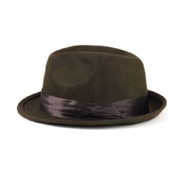 24 pieces Men's Wool Felt Fedora Hat COFFEE-SM - Fedoras, Driver Caps & Visor