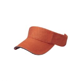 24 pieces Pro Style Cotton Twill Washed Visor ORNG-NVY - Fedoras, Driver Caps & Visor