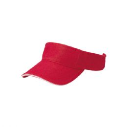 24 pieces Pro Style Cotton Twill Washed Visor RED-WT - Fedoras, Driver Caps & Visor