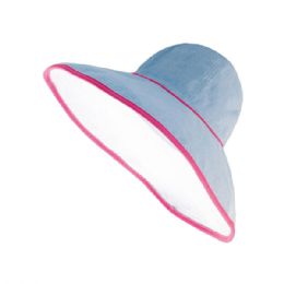 24 pieces Ladies' Reversible Terry Cloth Wide Brim Bucket Hat L.BLUE-WT - Bucket Hats
