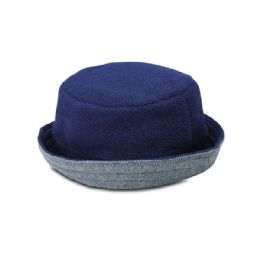 24 pieces Fleece Reversible Bucket Hat GREY-NVY - Bucket Hats