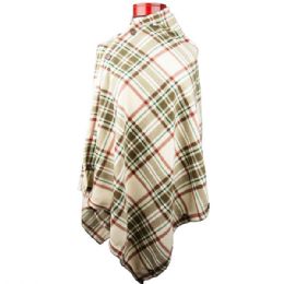 24 pieces Convertible Fleece Scarf & Shawl CAMEL.PLAID - Winter Scarves