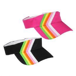 24 pieces Rainbow Stripe Cotton Twill Visor STD - Fedoras, Driver Caps & Visor