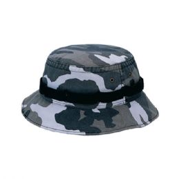 24 pieces Camouflage Twill Washed Hunting Bucket Hat CITY - Hunting Caps