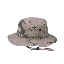 24 pieces Washed Camouflage Twill Hunting Hat W/Self Fabric Chin Cord DESERT-XL - Hunting Caps