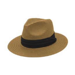24 pieces Toyo Fedora Hat CARAMEL-BLK - Fedoras, Driver Caps & Visor