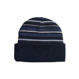 24 pieces Reversible Fleece Beanie NAVY - Winter Beanie Hats