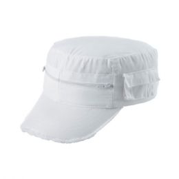 24 pieces Enzyme Washed Cotton Twill Army Cap WHITE - Baseball Caps & Snap Backs