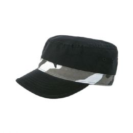 24 pieces Enzyme Washed Cotton Twill Army Cap BLK-CITY - Baseball Caps & Snap Backs