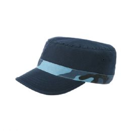 24 pieces Enzyme Washed Cotton Twill Army Cap NVY-SKY.BLUE - Baseball Caps & Snap Backs