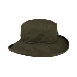 24 pieces Juniper Waxed Cotton Canvas Ladies' Wide Brim Bucket Hat OLIVE - Bucket Hats