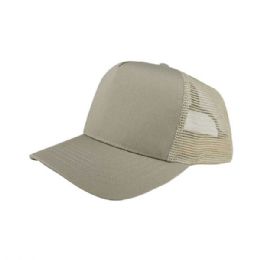 24 pieces Poly Cotton Twill Trucker Cap KHAKI - Baseball Caps & Snap Backs
