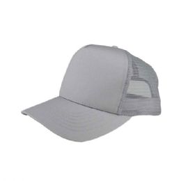 24 pieces Poly Cotton Twill Trucker Cap L.GREY - Baseball Caps & Snap Backs