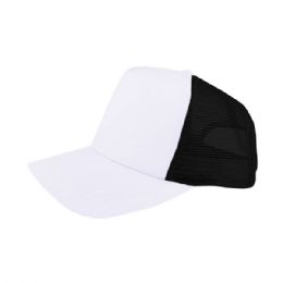 24 pieces Poly Cotton Twill Trucker Cap WT-WT-BLK - Baseball Caps & Snap Backs