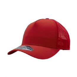 24 pieces Performance Trucker Cap with Flexible Brim RED-RED - Baseball Caps & Snap Backs