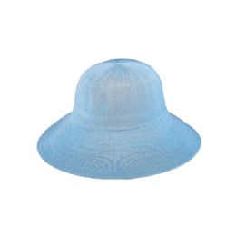 24 pieces Ladies' Knitted Wide Brim Hat SKY.BLUE - Sun Hats