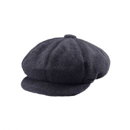 24 pieces Fleece Winter Newsboy Cap CHARCOAL - Baseball Caps & Snap Backs