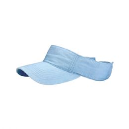 24 pieces Cotton Twill Washed Soft Visor L.BLUE - Fedoras, Driver Caps & Visor