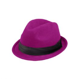 24 pieces Ladies Wool Felt Fedora Hat FUCHSIA - Fedoras, Driver Caps & Visor