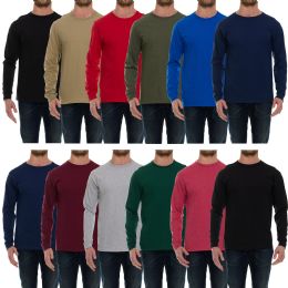 Mens Cotton Long Sleeve Tee Shirt Assorted Dark Colors Size Small