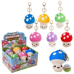 96 pieces 3.5" Plush Mushroom Clip Ons - Key Chains