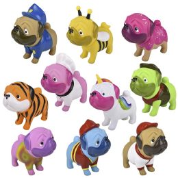 60 pieces Big Rubber Pug Collectible Mix 6" 60ct - Bulk Novelty Prizes