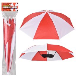 120 pieces Red And White Umbrella Hat 20 inch - Umbrellas & Rain Gear