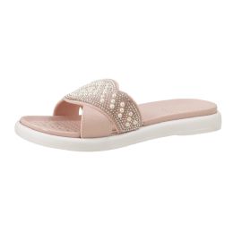 Wholesale Footwear Women's Rhinestone & Pearls Slide Peach
