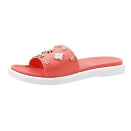 Wholesale Footwear Women's Flower Charms Slide Sandal Red