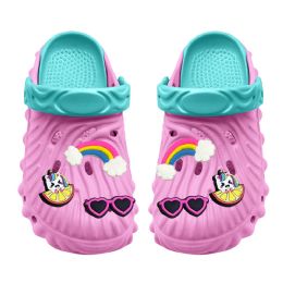 Wholesale Footwear Girl's Wave Charm Clog Pink&turquoise