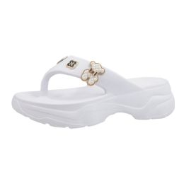 Wholesale Footwear Women's Thong Charm Sandal White