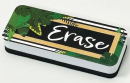Magnetic Whiteboard Eraser Boho Style Leaves with Border, 2 inch x 5 inch